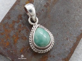 PA330 Pendentif Tibétain Argent Massif Turquoise