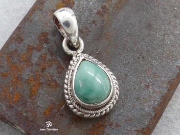 PA330 Pendentif Tibétain Argent Massif Turquoise