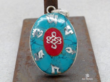 PA338 Pendentif Argent Massif Nœud Sans Fin Mantra