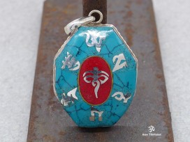 PA343 Pendentif Argent Massif Mantra Yeux de Bouddha