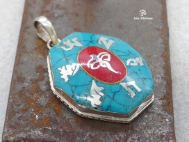 PA343 Pendentif Argent Massif Mantra Yeux de Bouddha
