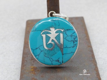 PA345 Pendentif Argent Massif Om Tibétain