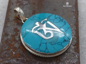 PA345 Pendentif Argent Massif Om Tibétain