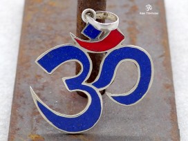 PA189 Pendentif Tibétain Argent Massif Om