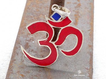 PA190 Pendentif Tibétain Argent Massif Om