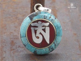 PA193 Pendentif Argent Massif Om Tibétain