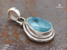 PA175 Pendentif Tibétain Argent Massif Turquoise