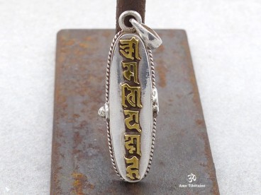 PA389 Pendentif Argent Massif Ghau Mantra Tibétain