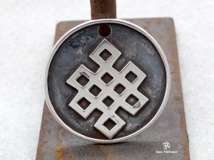 PA257 Pendentif Argent Massif Nœud Sans Fin Signes Auspicieux