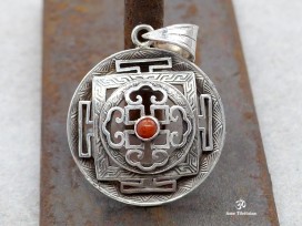 PA395 Pendentif Argent Massif Mandala Corail
