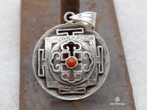 PA395 Pendentif Argent Massif Mandala Corail