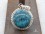 PA216 Pendentif Tibétain Argent Massif Turquoise