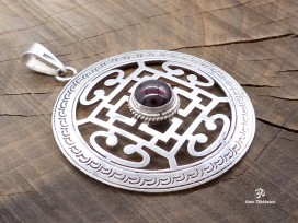 PA316 Pendentif Argent Massif Mandala Grenat