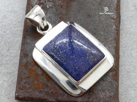 PA317 Pendentif Tibétain Argent Massif Lapis Lazuli