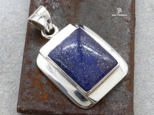 PA317 Pendentif Tibétain Argent Massif Lapis Lazuli