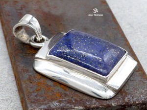 PA317 Pendentif Tibétain Argent Massif Lapis Lazuli