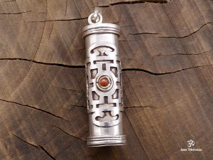 PA323 Pendentif Argent Massif Mantra Tibétain Mandala