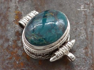 PA324 Pendentif Argent Massif Ghau Turquoise