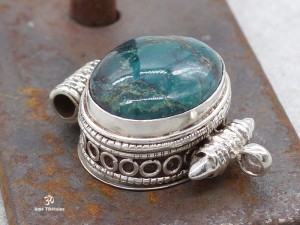 PA324 Pendentif Argent Massif Ghau Turquoise