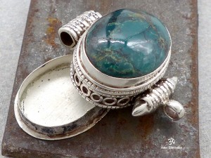 PA324 Pendentif Argent Massif Ghau Turquoise