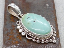 PA365 Pendentif Tibétain Argent Massif Turquoise