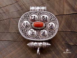 PA265 Pendentif Argent Massif Ghau Mantra Tibétain Om Mani Padme Hum