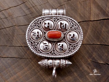 PA265 Pendentif Argent Massif Ghau Mantra Tibétain Om Mani Padme Hum