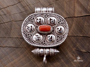 PA265 Pendentif Argent Massif Ghau Mantra Tibétain Om Mani Padme Hum