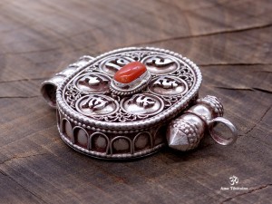 PA265 Pendentif Argent Massif Ghau Mantra Tibétain Om Mani Padme Hum