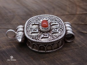 PA265 Pendentif Argent Massif Ghau Mantra Tibétain Om Mani Padme Hum
