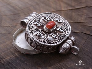 PA265 Pendentif Argent Massif Ghau Mantra Tibétain Om Mani Padme Hum