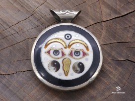 PD82 Pendentif Yeux de Bouddha Om Noeud Sans Fin