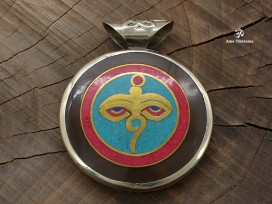PD85 Pendentif Yeux de Bouddha Mantra Noeud Sans Fin