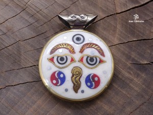 PD86 Pendentif Tibétain Dorje Yeux de Bouddha