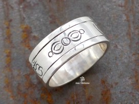 BA190. Bague Argent Massif Mantra Tibétain Om Mani Padme Hum