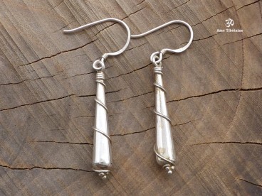 BdOA42 Boucles d’Oreille Tibétaines Argent Massif