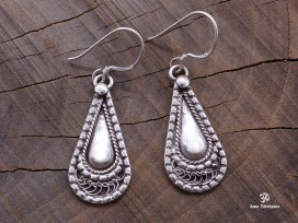 BdO43 Boucles d’Oreille Tibétaines Argent Massif