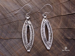 BdOA46 Boucles d’Oreille Tibétaines Argent Massif