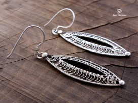 BdOA46 Boucles d’Oreille Tibétaines Argent Massif