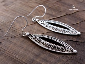 BdOA46 Boucles d’Oreille Tibétaines Argent Massif