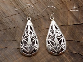 BdOA54 Boucles d’Oreille Tibétaines Argent Massif