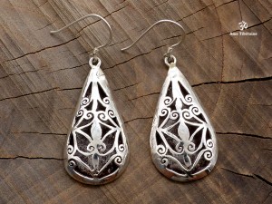 BdOA54 Boucles d’Oreille Tibétaines Argent Massif