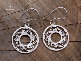 BdOA73 Boucles d’Oreille Tibétaines Argent Massif