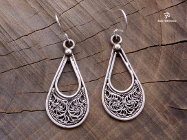 BdOA86 Boucles d’Oreille Tibétaines Argent Massif
