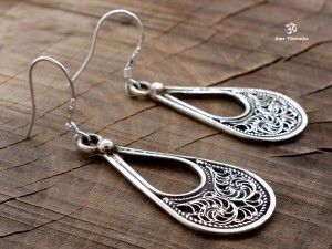 BdOA86 Boucles d’Oreille Tibétaines Argent Massif
