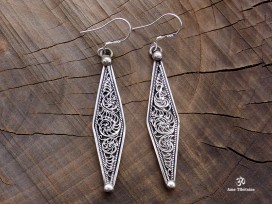 BdOA88 Boucles d’Oreille Tibétaines Argent Massif