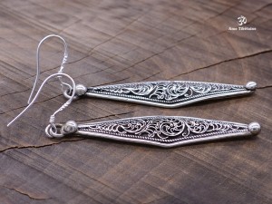 BdOA88 Boucles d’Oreille Tibétaines Argent Massif