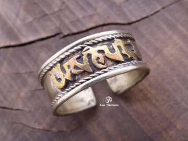 BD80 Bague Mantra Tibétain Om Mani Padme Hum
