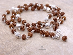 CA08 Collier Tibétain Argent Massif Perle de Rudraksha