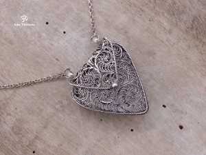 CA11 Collier Tibétain Argent Massif Turquoise Filigranes